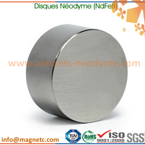 N52 NdFeB aimant disque - Disques-Néodyme-Ø65x30mm-N52-Ni - XFMAG Aimants
